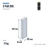 Élément de traction Kronobat 3 PzB 255 2V 255Ah – dimensions 61 × 157 × 597 mm
