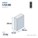 Elemento de tracción Kronobat 4 PzS 200 2V 200Ah – medidas 83 × 198 × 290 mm