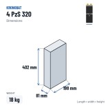 Élément de traction Kronobat 4 PzS 320 2V 320Ah – dimensions 81 × 198 × 402 mm