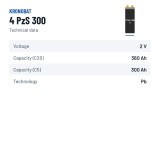 Élément de traction Kronobat 4 PzS 300 2V 300Ah – fiche technique