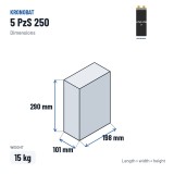 Élément de traction Kronobat 5 PzS 250 2V 250Ah – dimensions 101 × 198 × 290 mm