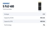 Elemento de tracción Kronobat 5 PzS 460 2V 460Ah – ficha técnica