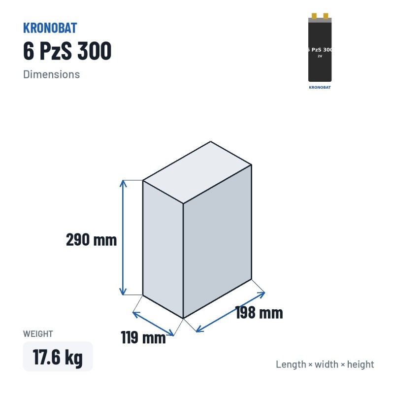 Elemento de tracción Kronobat 6 PzS 300 2V 300Ah | baterias.com