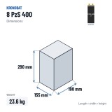 Elemento de tração Kronobat 8 PzS 400 2V 400Ah – medidas 155 × 198 × 290 mm