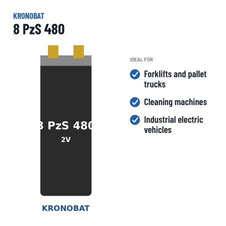 Traction cell Kronobat 8 PzS 480 2V 480Ah – recommended uses
