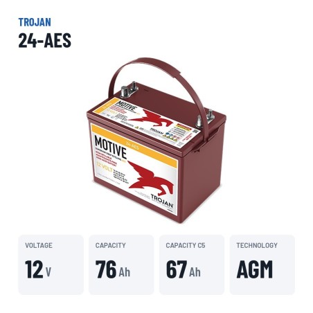 Deep cycle battery Trojan 24-AES 12V 76Ah AGM – key specs