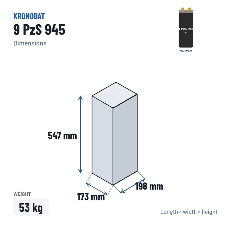Elemento de tracción Kronobat 9 PzS 945 2V 945Ah | baterias.com