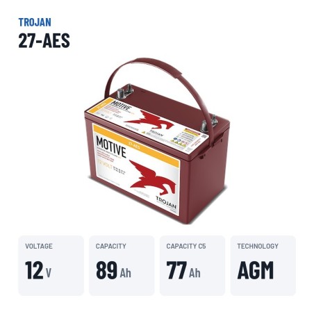 Deep cycle battery Trojan 27-AES 12V 89Ah AGM – key specs