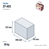Batterie à décharge profonde Trojan 27-AES 12V 89Ah AGM – dimensions 306 × 174 × 237 mm