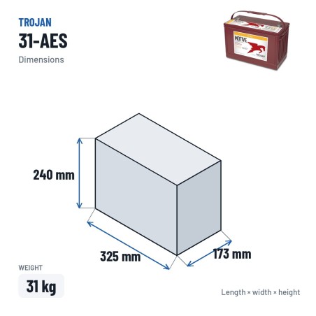 Batteria a ciclo profondo Trojan 31-AES 12V 104Ah AGM | baterias.com