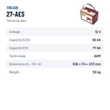 Deep cycle battery Trojan 27-AES 12V 89Ah AGM – technical data