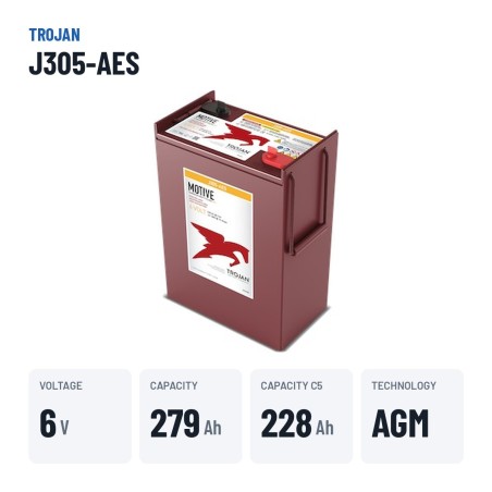 Batteria a ciclo profondo Trojan J305-AES 6V 279Ah AGM – dati principali