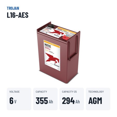 Bateria de ciclo profundo Trojan L16-AES 6V 355Ah AGM – dados principais