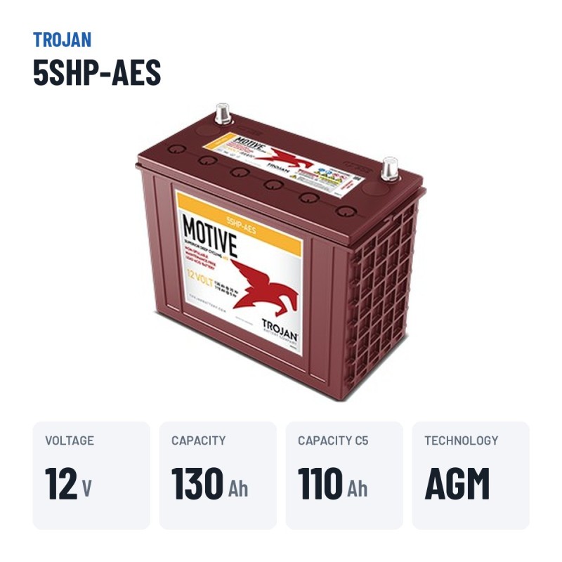 Bateria de ciclo profundo Trojan 5SHP-AES 12V 130Ah AGM – dados principais