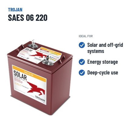 Batterie solaire Trojan SAES 06 220 6V 209Ah AGM – utilisations recommandées