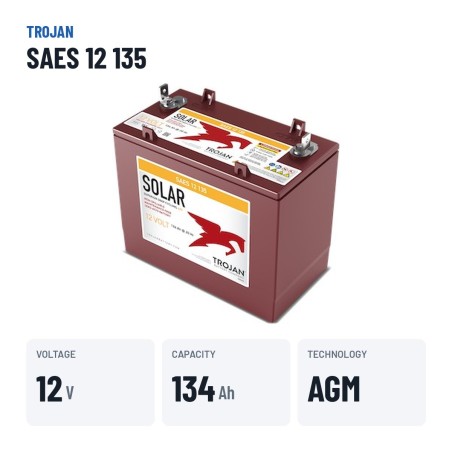 Batería solar Trojan SAES 12 135 12V 134Ah AGM – datos clave
