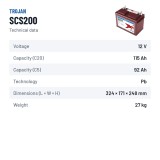 Marine battery Trojan SCS200 12V 115Ah – technical data