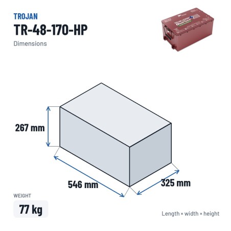 Lithium battery Trojan TR-48-170-HP 48V 171Ah LiFePO4 – dimensions 546 × 325 × 267 mm