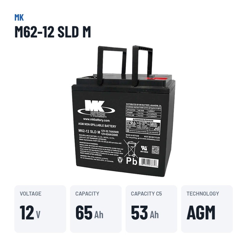 Rollstuhlbatterie MK Powered M62-12 SLD M 12V 65Ah AGM