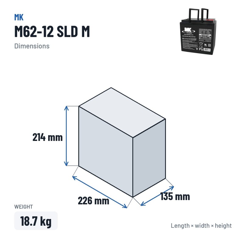 Rollstuhlbatterie MK Powered M62-12 SLD M 12V 65Ah AGM