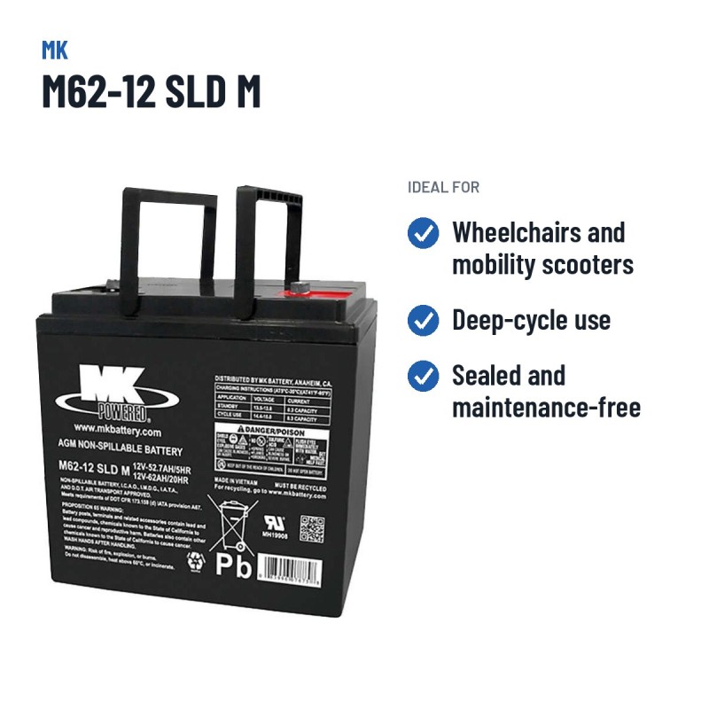 Rollstuhlbatterie MK Powered M62-12 SLD M 12V 65Ah AGM
