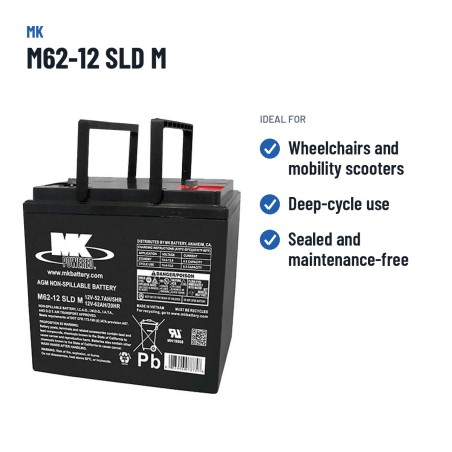 Rollstuhlbatterie MK Powered M62-12 SLD M 12V 65Ah AGM