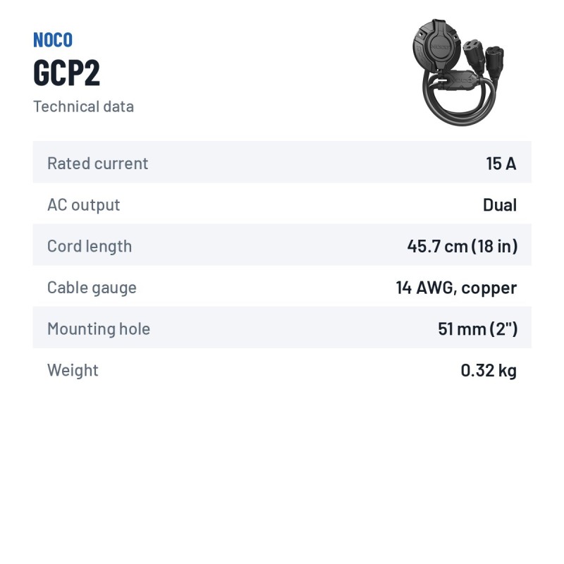 NOCO GCP2 prise AC encastrable 45,7 cm | baterias.com