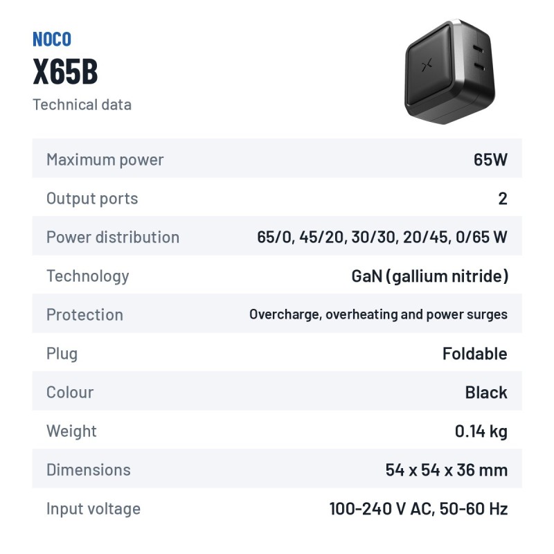 NOCO XGRID X65B USB-C-Ladegerät 65 W | baterias.com