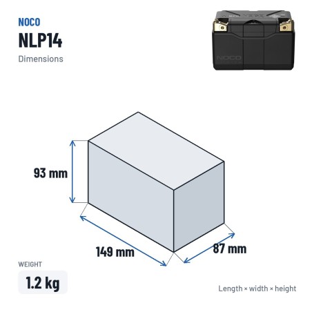 NOCO NLP14 batería litio moto 12V 4Ah | baterias.com