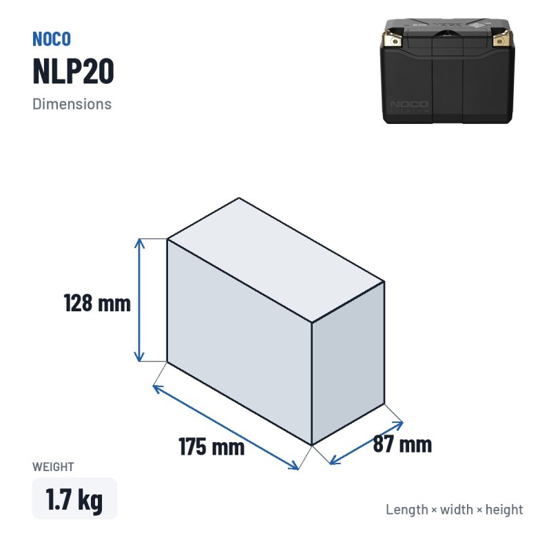 NOCO NLP20 Lithium-Motorradbatterie 12V 7Ah | baterias.com