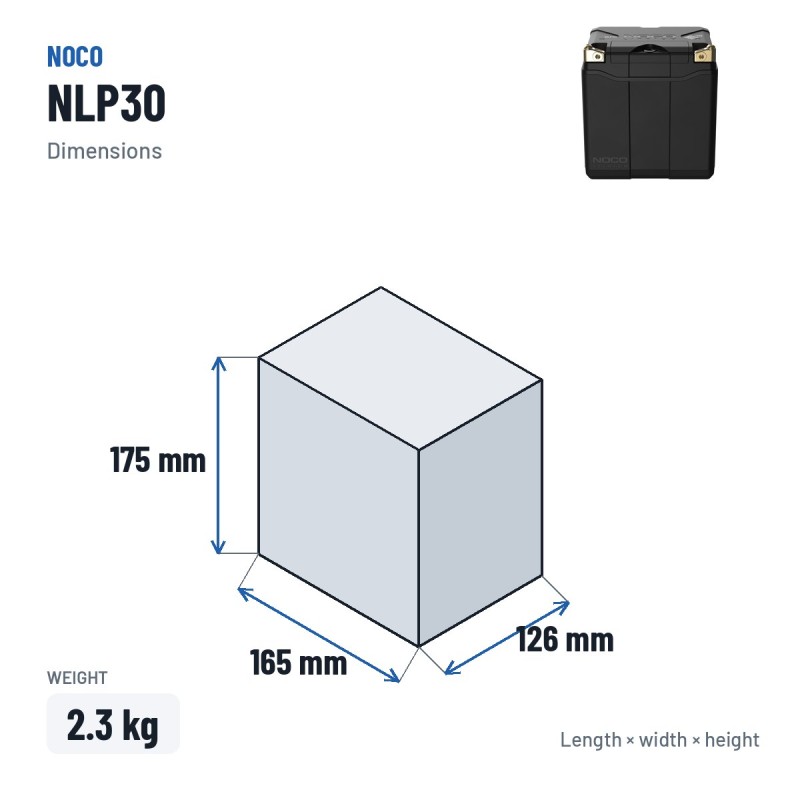 NOCO NLP30 Lithium-Motorradbatterie 12V 7,8Ah | baterias.com