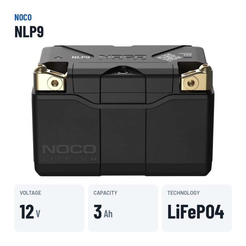 NOCO NLP9 Lithium-Motorradbatterie 12V 3Ah | baterias.com