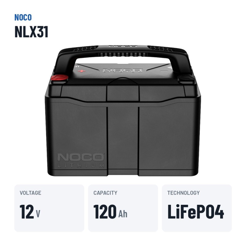 NOCO NLX31 bateria lítio 12V 120Ah duplo uso | baterias.com