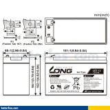 Wheelchair battery Long LG7-12 12V 7Ah GEL – image 2