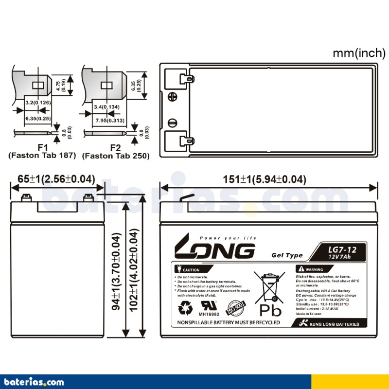 Batería Long LG7-12 7Ah - 2