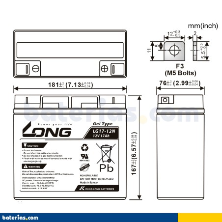 Batería Long LG17-12 17Ah - 2