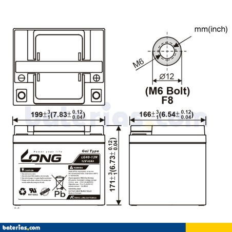 Batería Long LG40-12N 40Ah - 2
