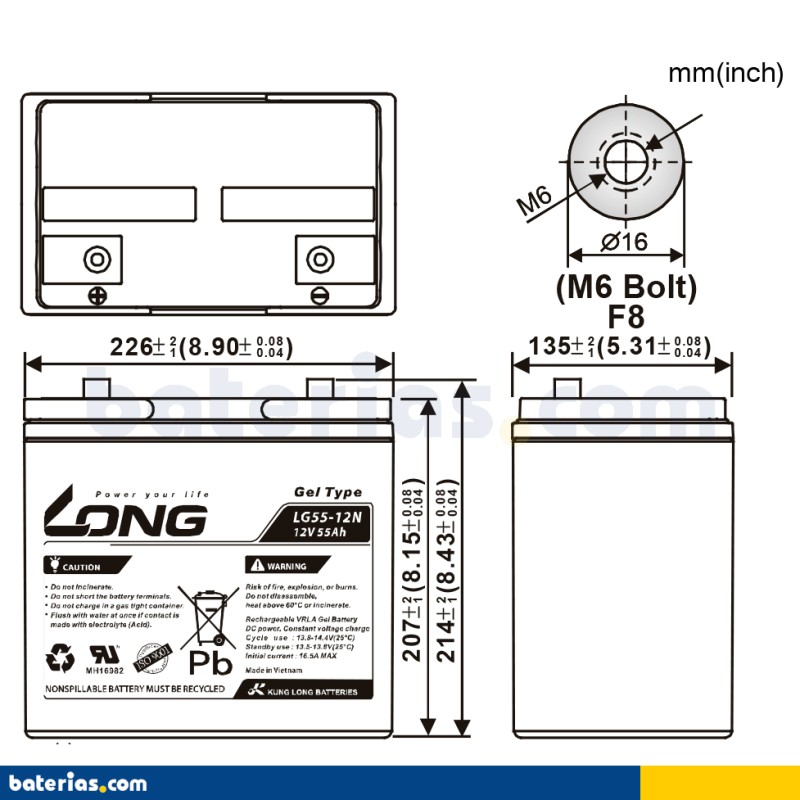 Batería Long LG55-12N 55Ah - 2