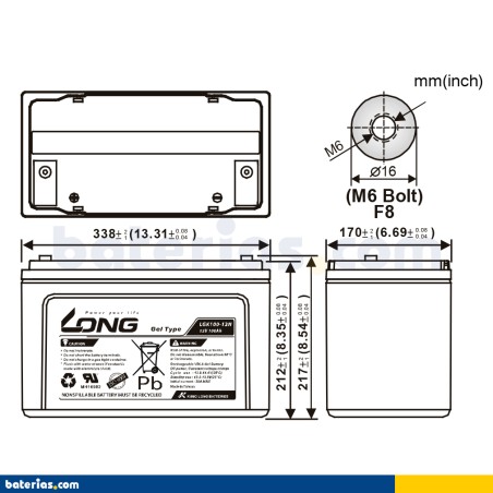 Batería Long LGK100-12N 100Ah - 2