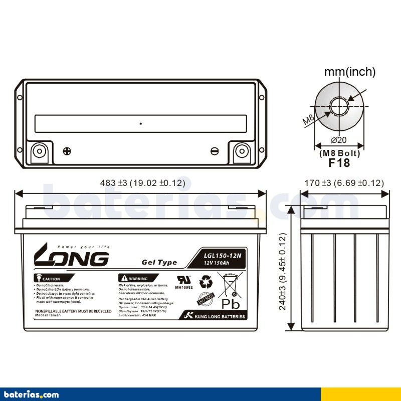 Batería Long LGL150-12N 150Ah - 2