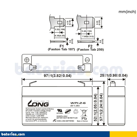 Batería Long WP1.2-6 1.2Ah - 2