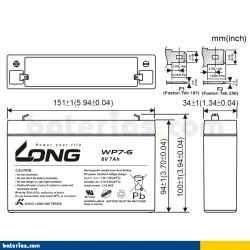 Long WP7-6. batterie de l'appareil Long 7Ah 6V