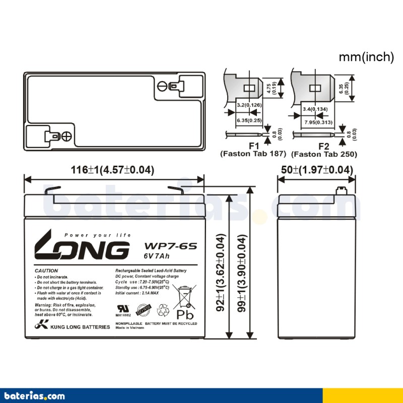Batería Long WP7-6S 7Ah - 2