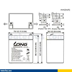 Battery Long WP2.9-12TR 2.9Ah LONG - 2