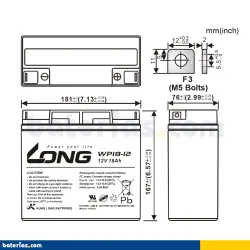 Batterie Long WP18-12 18Ah LONG - 2