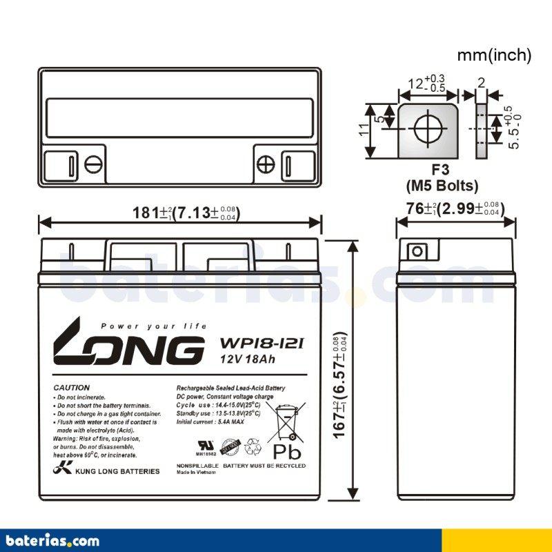 Universal power 12-36 12V 36 Ah AGM grasmaaier batterij