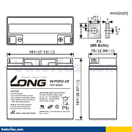Batería Long WP20-12 20Ah - 2