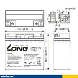 Bateria de cadeira de rodas Long WP20-12U 12V 20Ah AGM – imagem 2