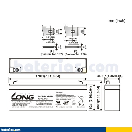 Batería Long WP26-12 26Ah - 2