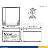 Batteria per carrozzina Long WP26-12N 12V 26Ah AGM – immagine 2